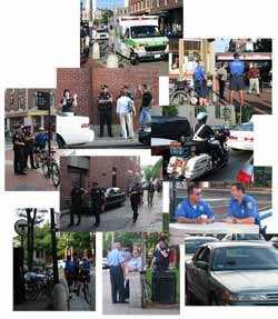 Police monitor a flashmob in Boston. Police Care